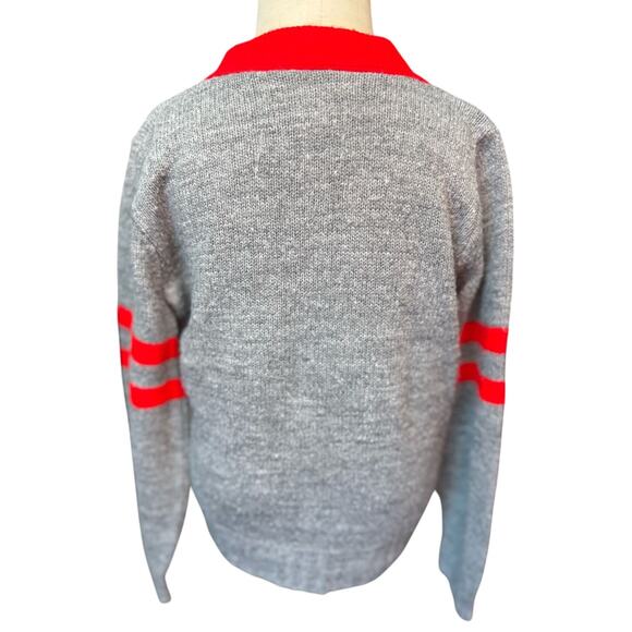 Vintage Havenshire Kid’s Wool Cardigan Sweater Gray Red Striped Size 4/5 Jersey - Picture 5 of 8